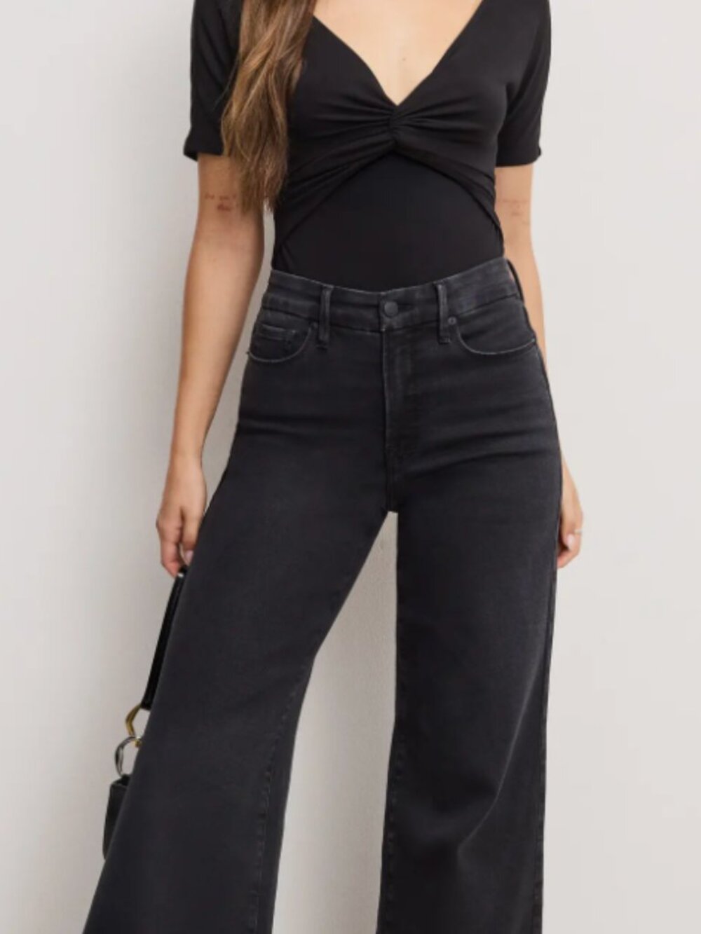 Good American Jersey Twist Front Bodysuit (black)